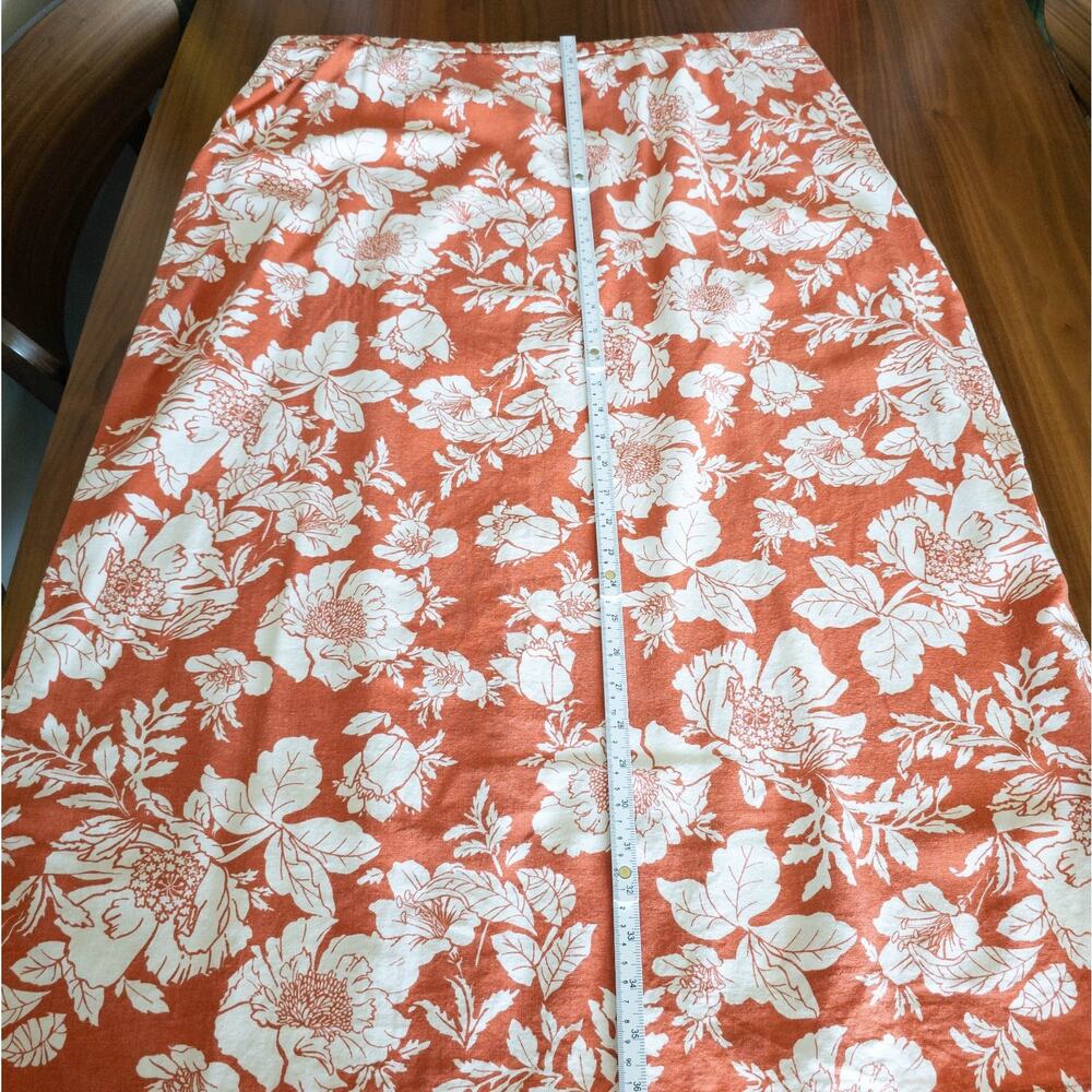 Old Navy Womens SIZE XXL‎ Red Rust Linen Blend Tropical Floral Maxi Skirt - Picture 7 of 10